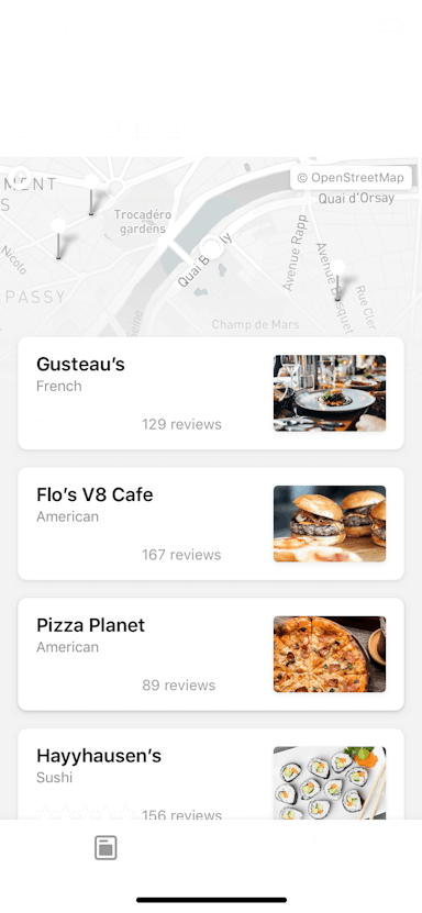 A food app interface